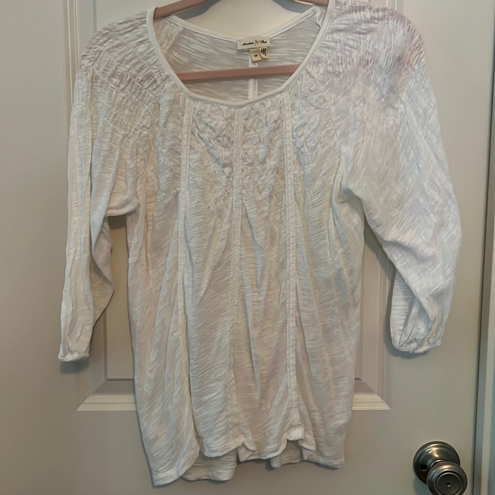 Anthropologie Meadow Rue gauze top 3/4 sleeve white size XS